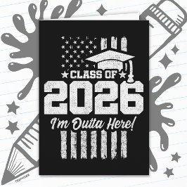 Class of 2026 Graduation Distressed Flag Design Kort