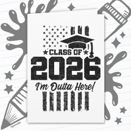 Class of 2026 Graduation Distressed Flag Design Kort