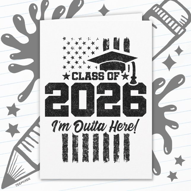 Class of 2026 Graduation Distressed Flag Design Kort (Skapare uppladdad)