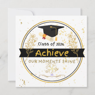 Class of 2026 Graduation Gold Floral Sticker Inbjudningar