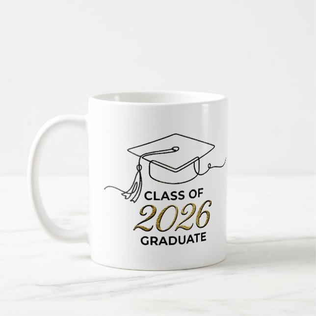 Class of 2026 Graduation Mug with Gold Mortarboard Kaffemugg (Vänster)
