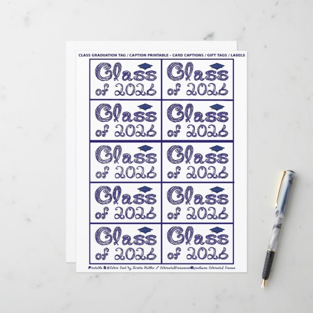 Class of 2026 Graduation Navy Blue Tag Captions (Fram/Back In Situ)