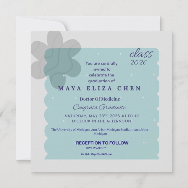 Class of 2026 Graduation Party Invitation | Modern Inbjudningar (Framsida)