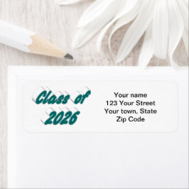 Class of 2026 green typography  graduation returadress etikett