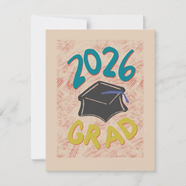 Class of 2026 Grunge Style Graduation Announcement (Framsida)