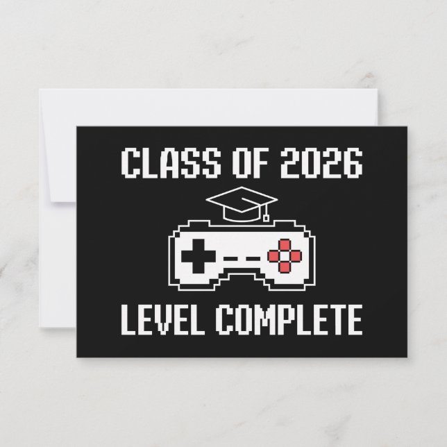 Class Of 2026 Level Complete Gaming Graduation Meddelande (Framsida)