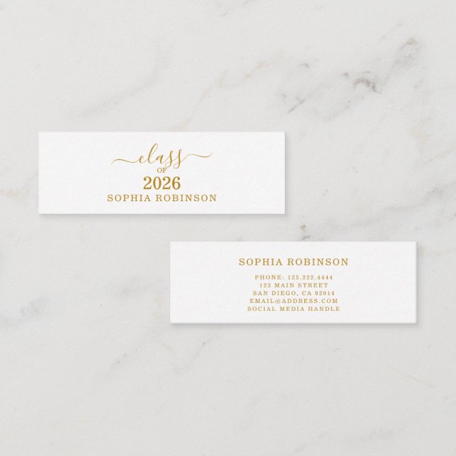 Class of 2026 Name Card Graduation Insert  Mini Visitkort (Fram/baksida)