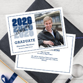 Class of 2026 Navy Blue Modern Bold Photo Grad Meddelande