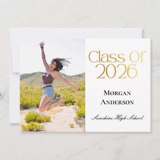 Class of 2026 Photo Black and Gold Announcement  Inbjudningar (Framsida)