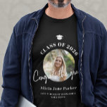 Class of 2026 photo congrats the grad graduation t shirt<br><div class="desc">Class of 2026 simple modern "congrats the grad" script black and white graduate photo personalized t-shirt.          Personalize it with your picture,  name,  school name,  and graduation year!</div>