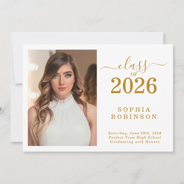 Class of 2026 Photo Simple Graduation Announcement Inbjudningar (Framsida)