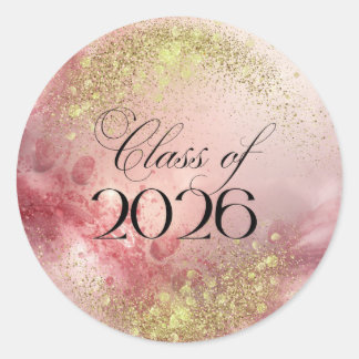 Class of 2026 - Pink & Gold Sparkle Stickers Runt Klistermärke