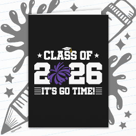 Class of 2026 Purple Cheer Graduation It’s Go Time Kort