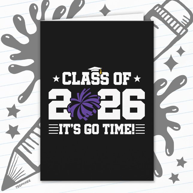 Class of 2026 Purple Cheer Graduation It’s Go Time Kort (Skapare uppladdad)