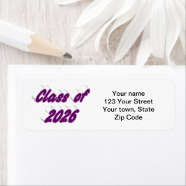 Class of 2026 purple typography  graduation returadress etikett