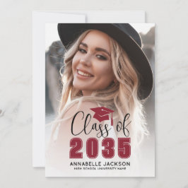 Class Of 2026 Red Graduate Photo Graduation Inbjudningar