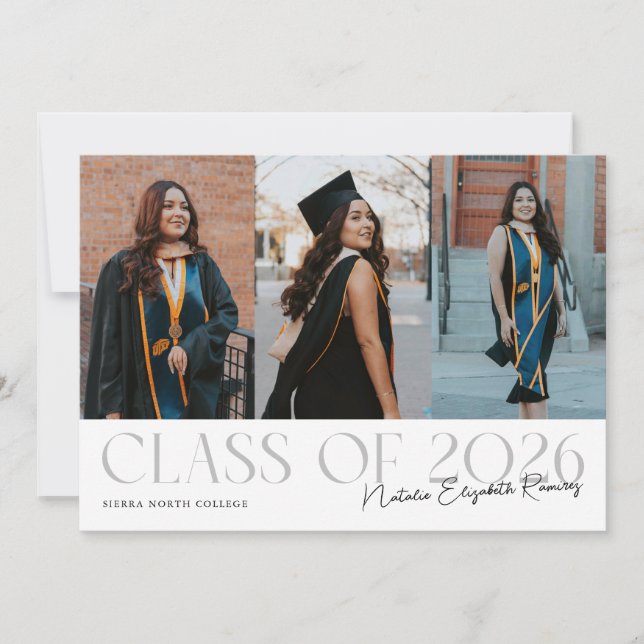 Class of 2026 Script Name White Grad Photo Meddelande (Framsida)