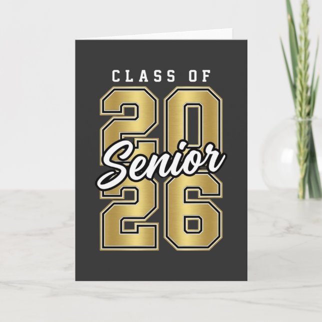 Class of 2026 Senior Gold Graduation Gift Varsity Kort (Framsida)