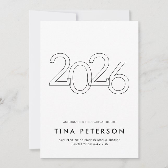 Class of 2026 Simple Graduation Announcement Inbjudningar (Framsida)