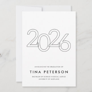 Class of 2026 Simple Graduation Announcement Inbjudningar