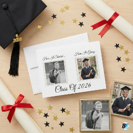 Class of 2026 Then and Now Photo Graduation Card Julkort