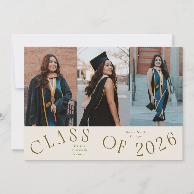 Class of 2026 Typography Grad Photo Cream Meddelande (Framsida)