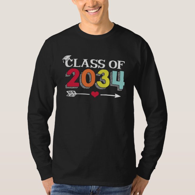 Class Of 2034 Grow With Me Kindergarten K 12 Arrow T Shirt (Framsida)