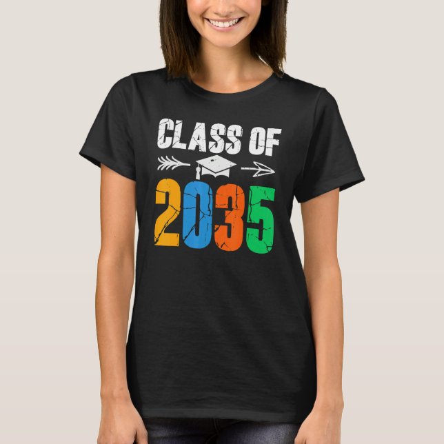 Class of 2035 First Day of School Graduation T Shirt (Framsida)
