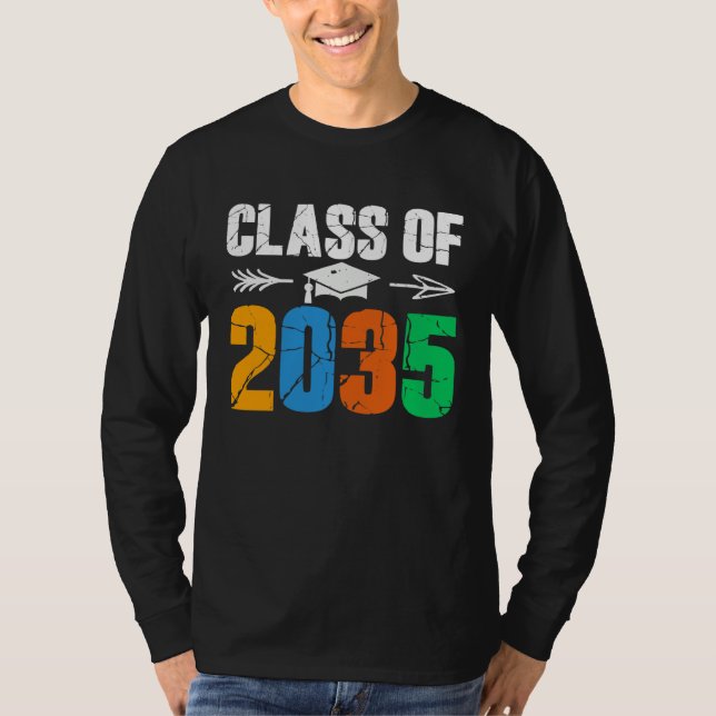 Class of 2035 First Day of School Graduation T Shirt (Framsida)