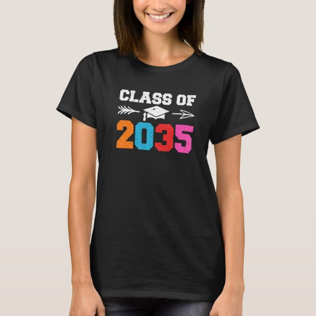 Class Of 2035 Leopard Pre k Grow with Me Graduatio T Shirt (Framsida)