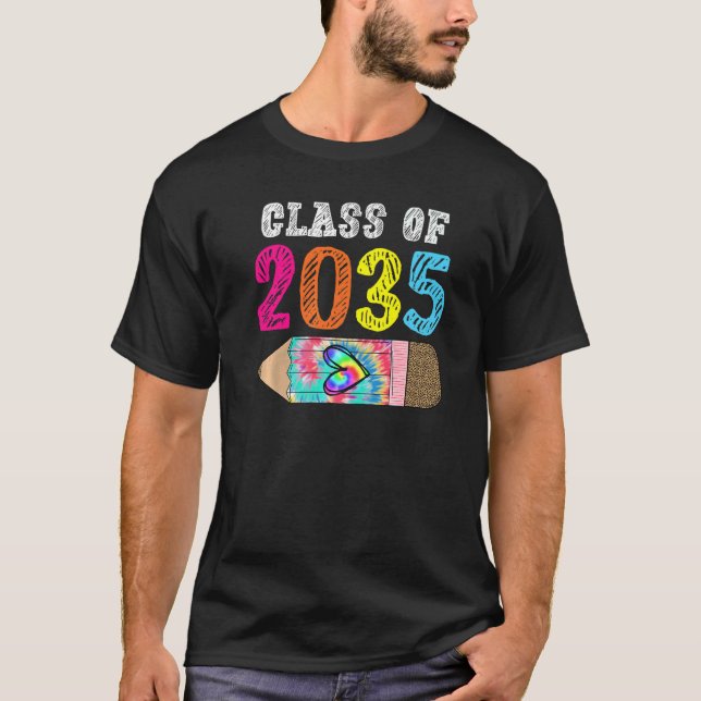 Class Of 2035 Leopard Pre k Grow with Me Graduatio T Shirt (Framsida)
