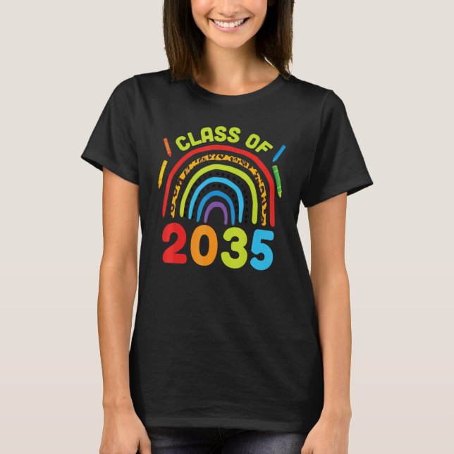 Class of 2035 Rainbows Grow  Back to School Grad P T Shirt (Framsida)