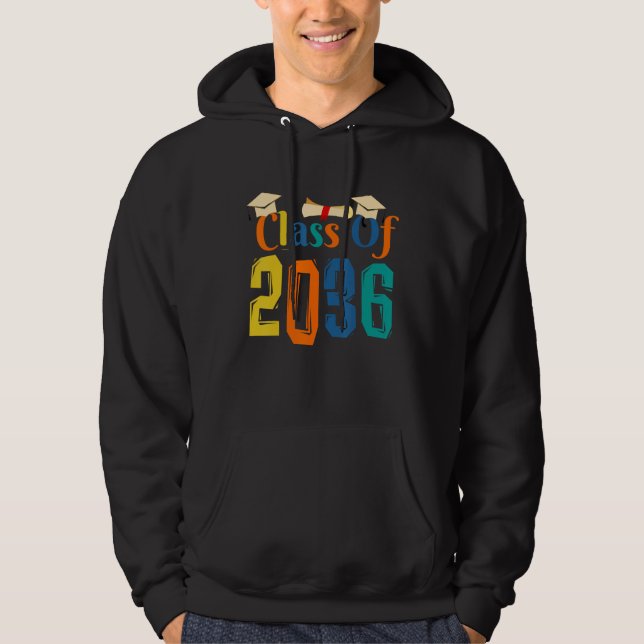 Class of 2036 Grow With Me First Day of School Gra Hoodie (Framsida)