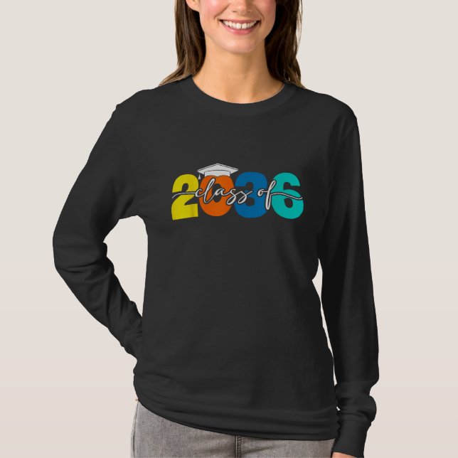 Class of 2036 Grow with Me First Day of School Gra T Shirt (Framsida)