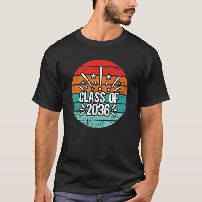 Class Of 2036 kindergarten to graduation Sunset Re T Shirt (Framsida)