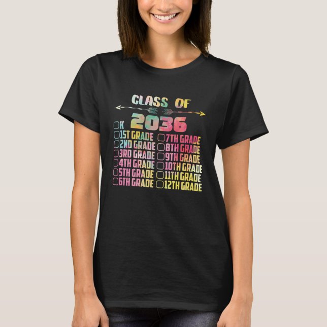 Class Of 2036 Students Handprint Checklist T Shirt (Framsida)