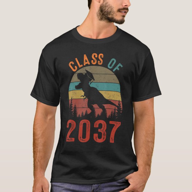 Class Of 2037 Kindergarten Dinosaurs Boys Kid Back T Shirt (Framsida)