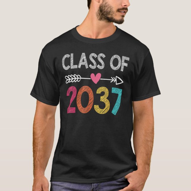 Class Of 2037  Pre K Graduate Preschool Graduation T Shirt (Framsida)
