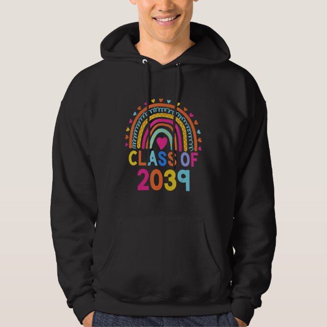 Class of 2039 Senior 39 Grad Graduation Women Men Hoodie (Framsida)