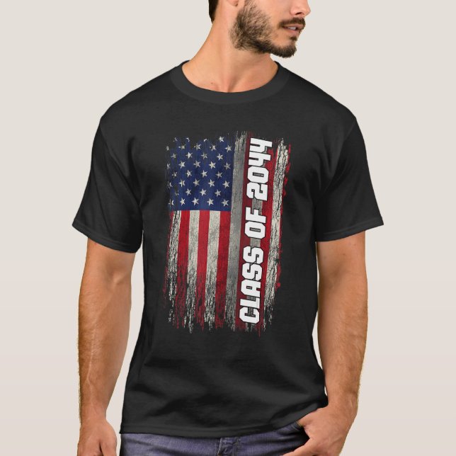 Class of 2044  Senior 2044 USA American Flag T Shirt (Framsida)