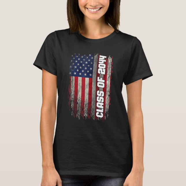 Class of 2044  Senior 2044 USA American Flag T Shirt (Framsida)