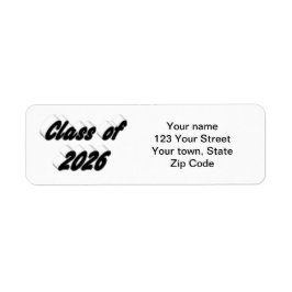 Class of 206 black typography graduation returadress etikett