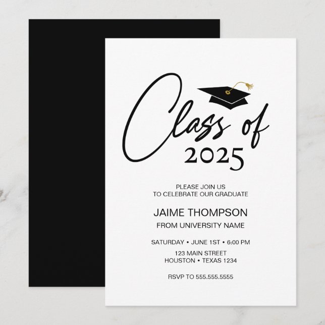 Class of Modern Graduation Invitation Inbjudningar (Fram/baksida)