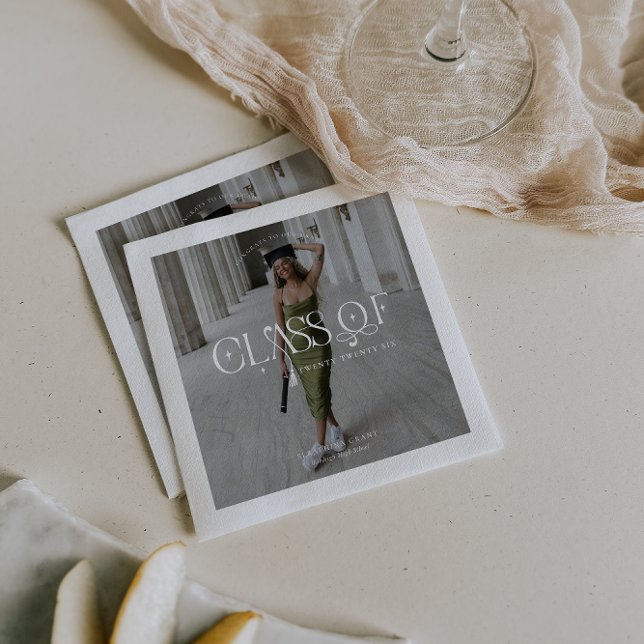 Class Of | Modern Personalized Graduation Photo Pappersservett (Skapare uppladdad)