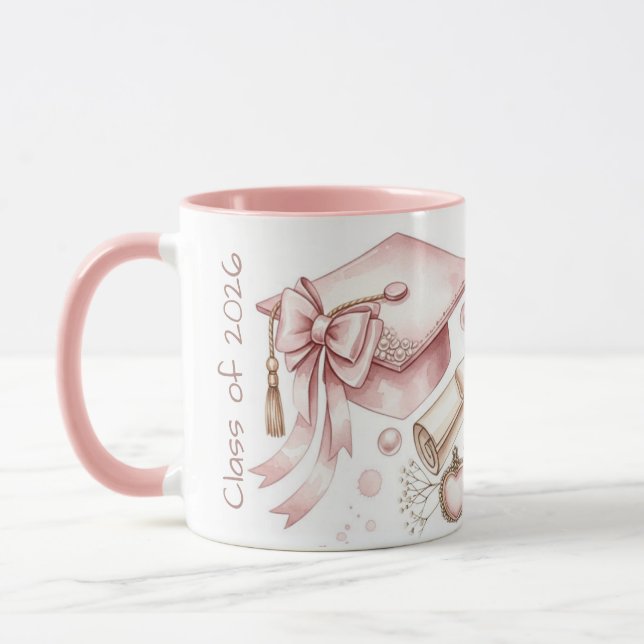 Class of  pink girly accessories graduation  mugg (Vänster)