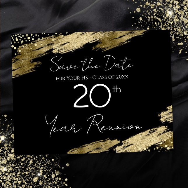 Class Reunion Black and Guld Elegant Vykort (Skapare uppladdad)