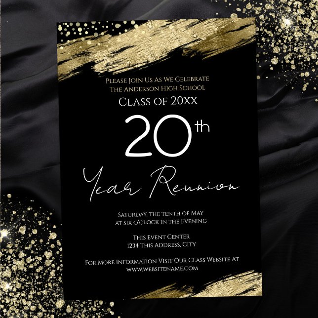 Class Reunion Black and Guld Events Inbjudningar (Skapare uppladdad)