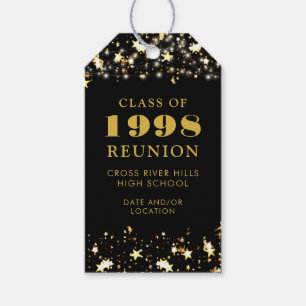 Class Reunion Black Guld Stars Personlig Presentetikett