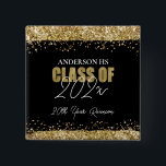 Class Reunion Black och Guld Glitter Knapp<br><div class="desc">Elegant Faux guld glitter med skuggande konfettsyror på översta sidan och grund gräns. All text är justerbar och lätt att ändra för dina egna behov i party. Class Reunion Black and Guld Glitter,  elegant,  snyggt,  vilket år som helst,  modern mall.</div>