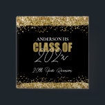 Class Reunion Black och Guld Glitter Knapp<br><div class="desc">Elegant Faux guld glitter med skuggande konfettsyror på översta sidan och grund gräns. All text är justerbar och lätt att ändra för dina egna behov i party. Class Reunion Black and Guld Glitter,  elegant,  snyggt,  vilket år som helst,  modern mall.</div>